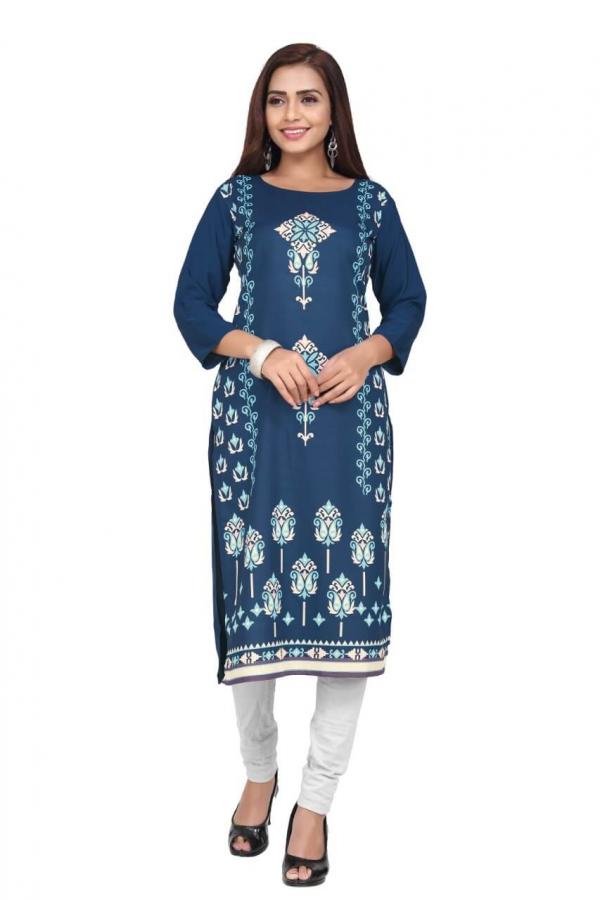 Crepe 5 Fancy Crepe Printed Kurti Catalogue